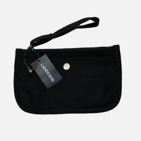 Lands End Canvas Pouch Zipper Solid Black - Picture 1 of 5